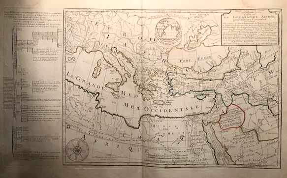 Moullart-Sanson Pierre (1670-1730) Orbis Bibliis Sacris cognitus seu Geographia Sacra. Carte de la Geographie Sacrée pour l'Ancient Testament 1716 (ma 1783) Parigi